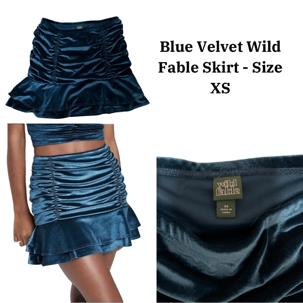 Wild Fable Blue/Teal Velvet Skirt